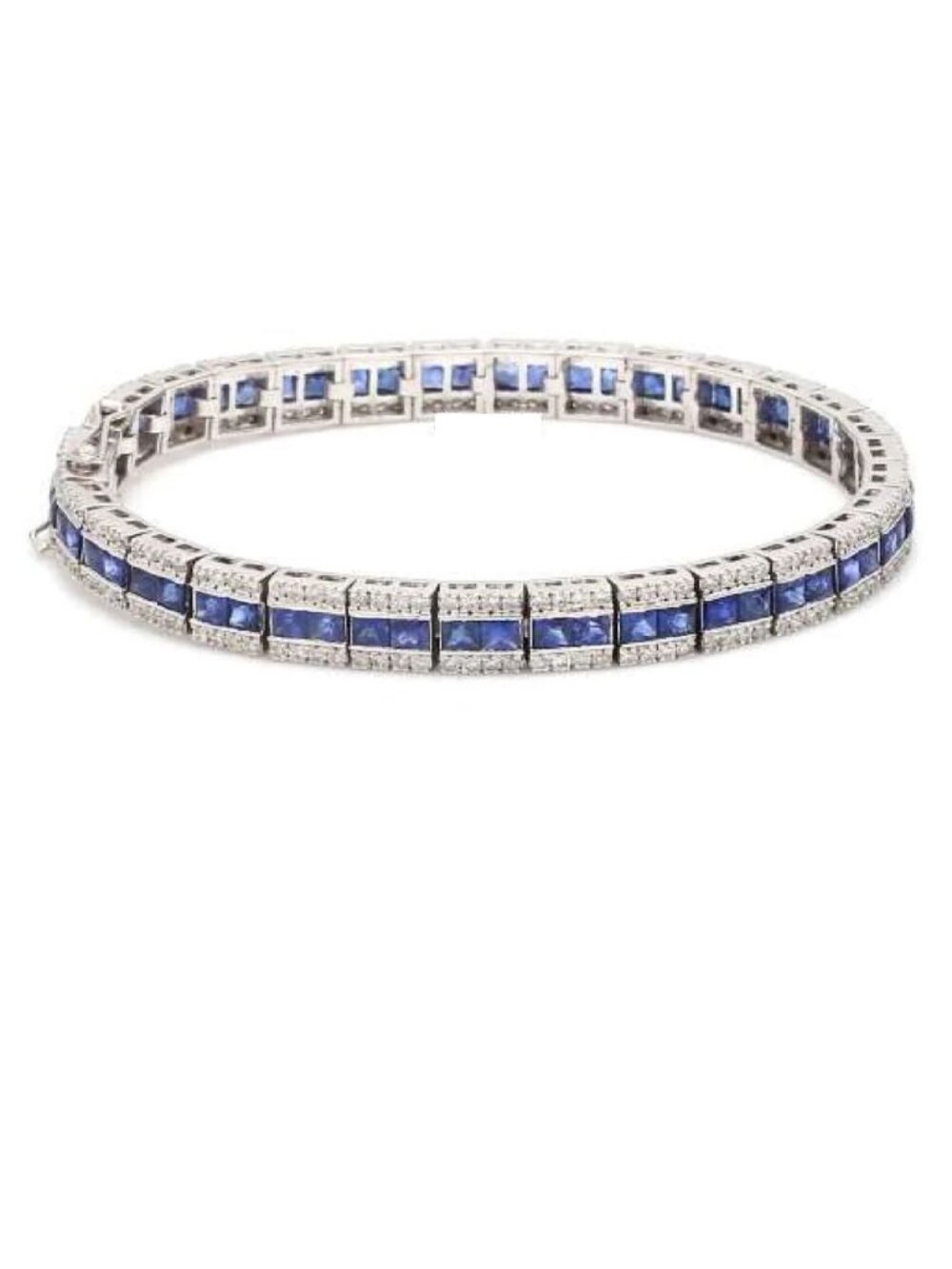 Royal Blue Sapphire & Diamond 14K White Gold Tennis Bracelet